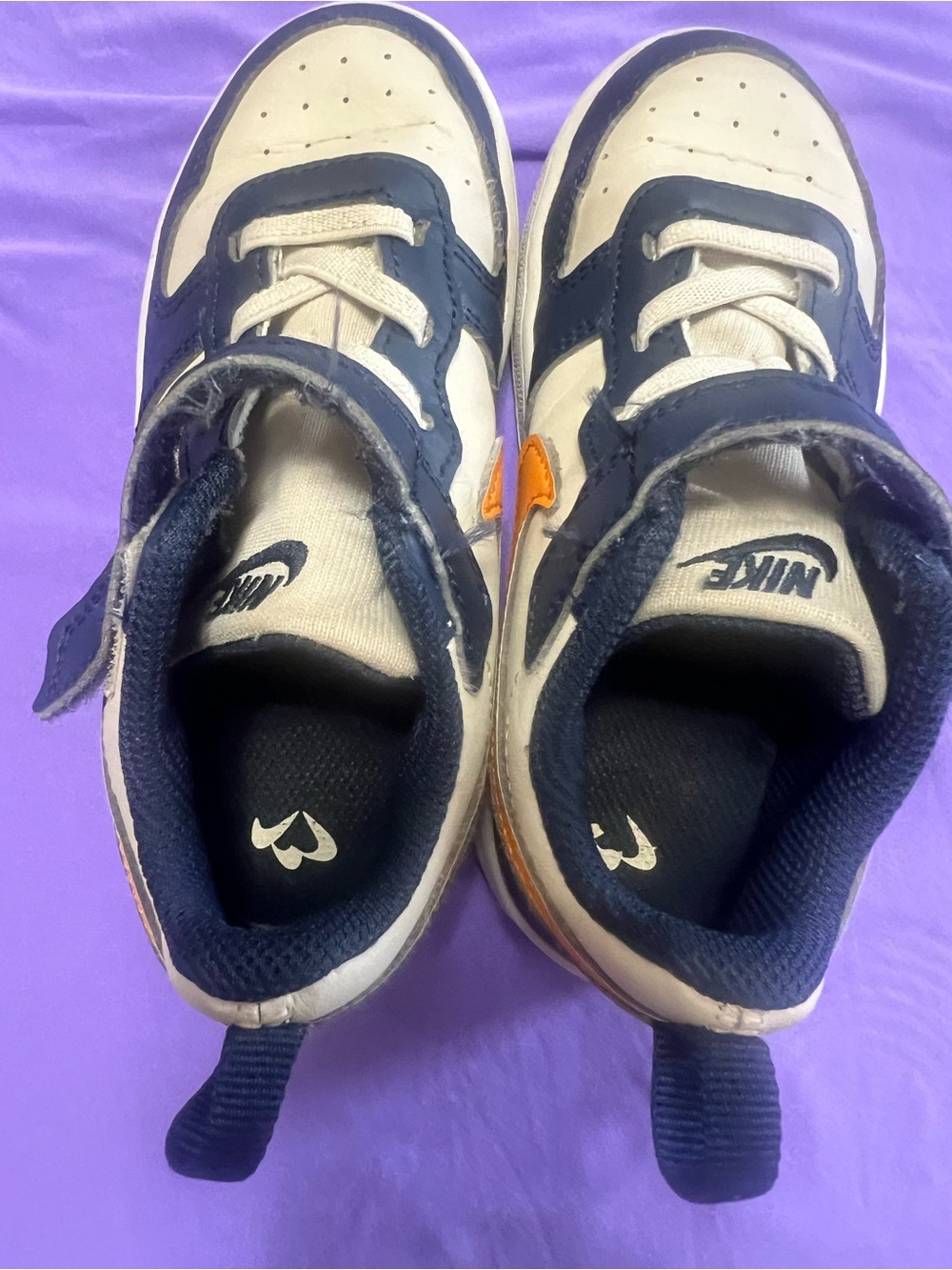 Nike Kids Sneakers Navy White Orange - Picture 3 of 4